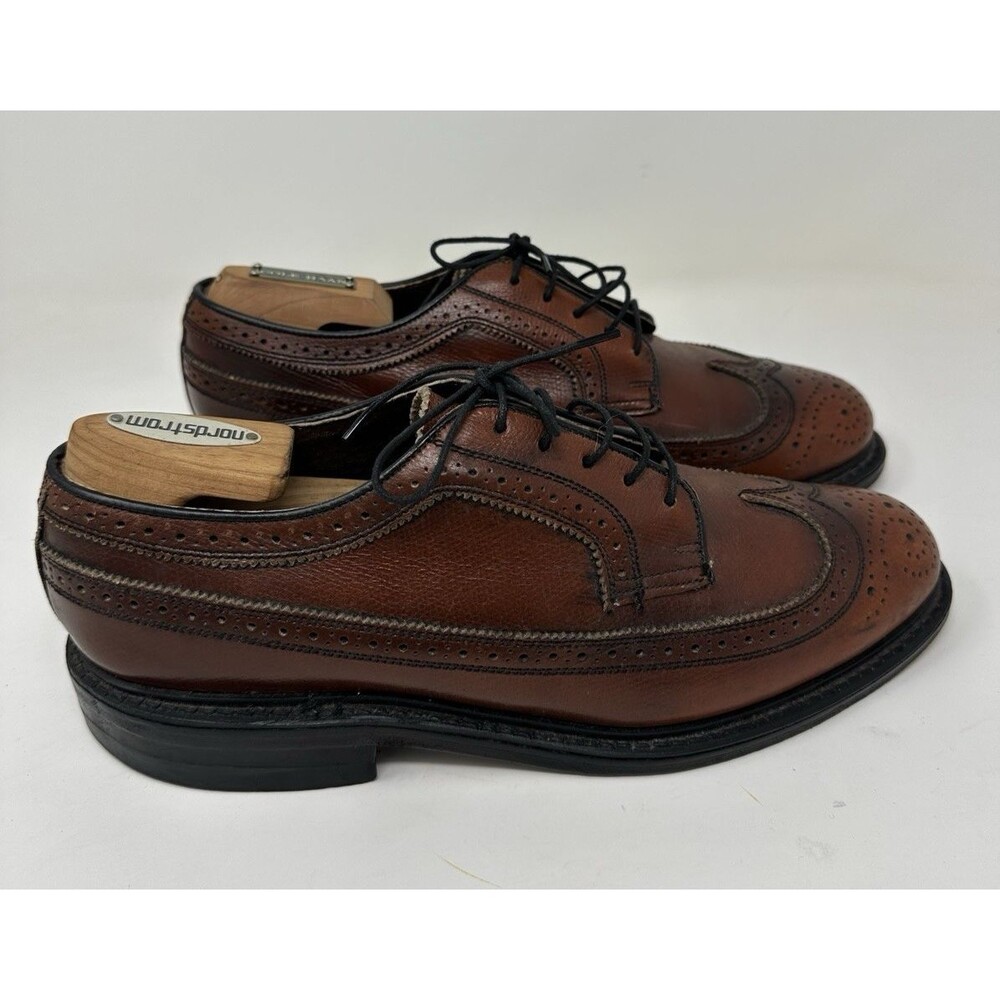 MEN VTG BRITISH WALKERS CUSTOM BURGUNDY WINGTIP OXFORD DRESS SHOES SZ 8